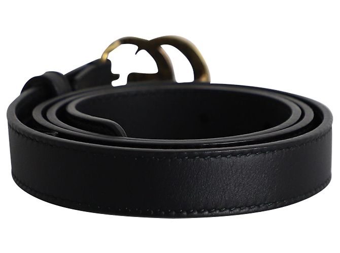 Gucci Gürtel mit GG Marmont-Schnalle 75 in schwarzem Leder - Ansicht 3