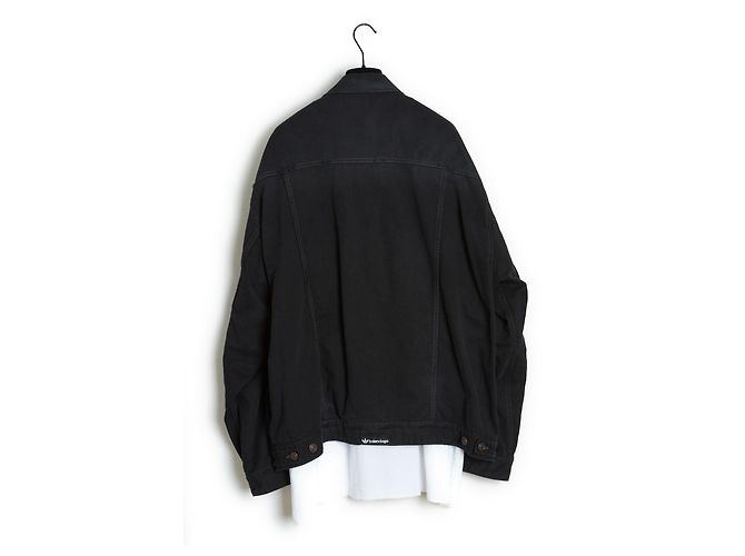Balenciaga X Adidas oversized denim jacket and three-stripe top Black - view 5