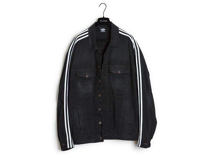 Balenciaga X Adidas oversized denim jacket and three-stripe top Black - view 8