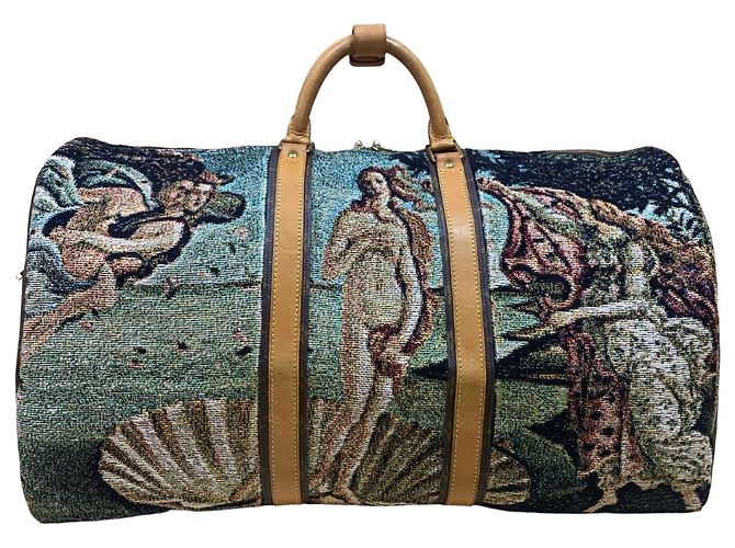 Abbesses Louis Vuitton Keepall 60 Botticelli "La Naissance de Venus" Marron Beige - vue 2
