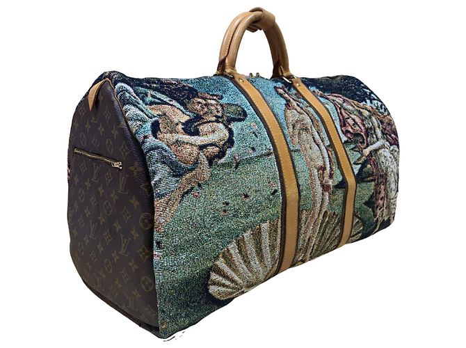 Abbesses Louis Vuitton Keepall 60 Botticelli "La Naissance de Venus" Marron Beige - vue 4