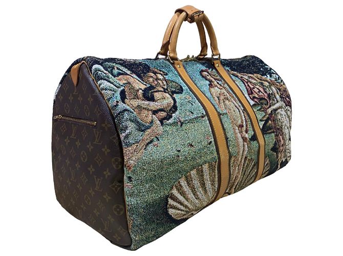 Abbesses Louis Vuitton Keepall 60 Botticelli "La Naissance de Venus" Marron Beige - vue 5