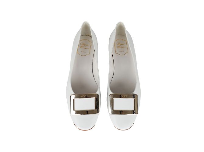 Roger Vivier Trompette Flats mit Metallschnalle Weiß - Ansicht 2
