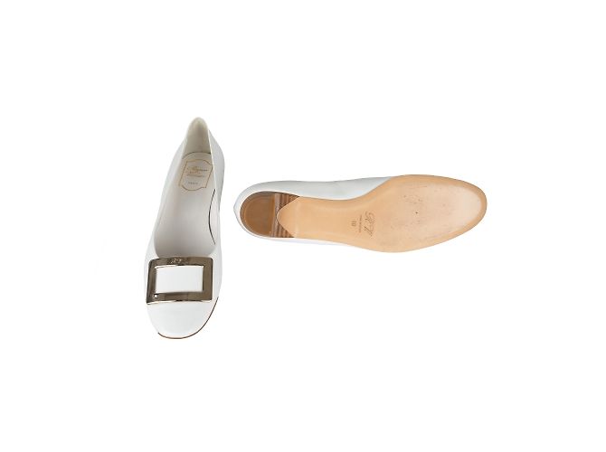 Roger Vivier Trompette Flats mit Metallschnalle Weiß - Ansicht 7