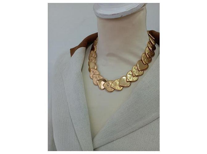 Collana Girocollo Yves Saint Laurent Cuori Articolati Dorati D'oro - vista 2