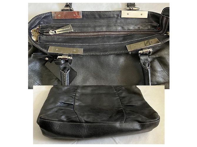 Autre Marque Borsa a spalla in pelle nero antracite - vista 4