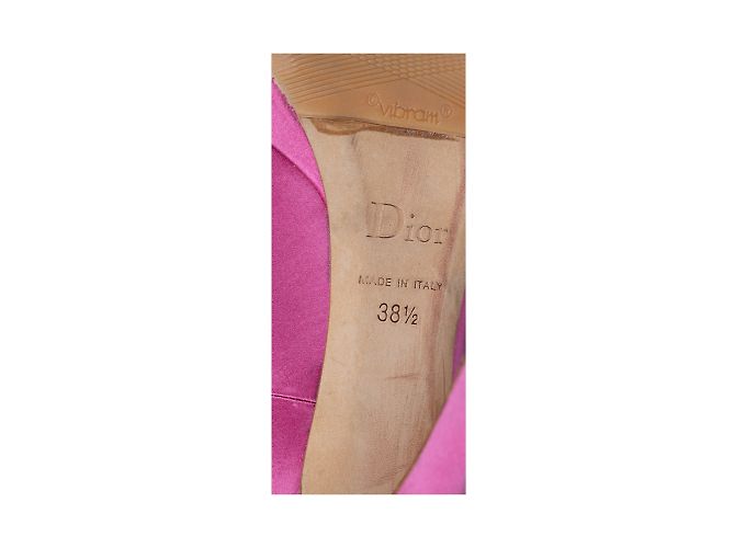 Décolleté Miss Dior rosa in raso con punta aperta - vista 6