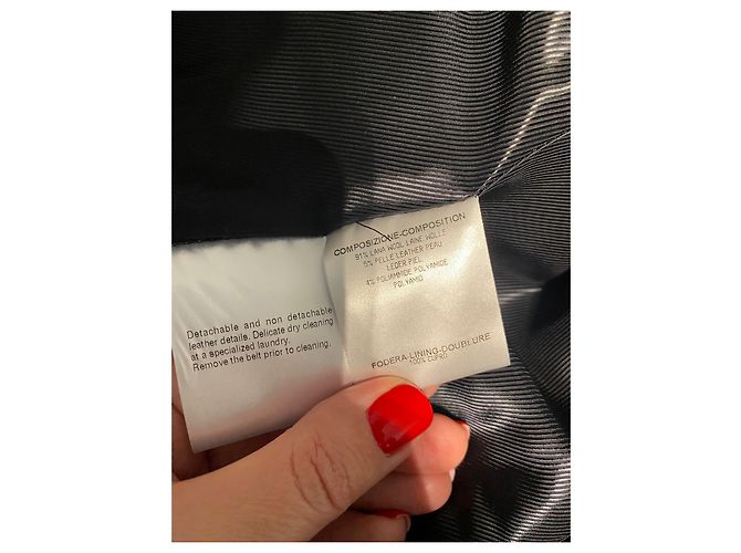 Abrigo Gucci de lana negro con detalles de piel - vista 14