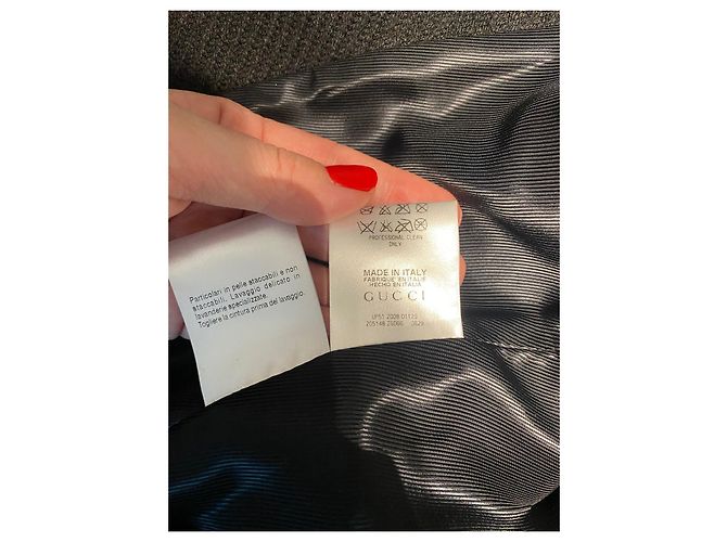 Abrigo Gucci de lana negro con detalles de piel - vista 16