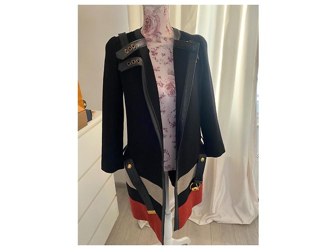 Abrigo Gucci de lana negro con detalles de piel - vista 17