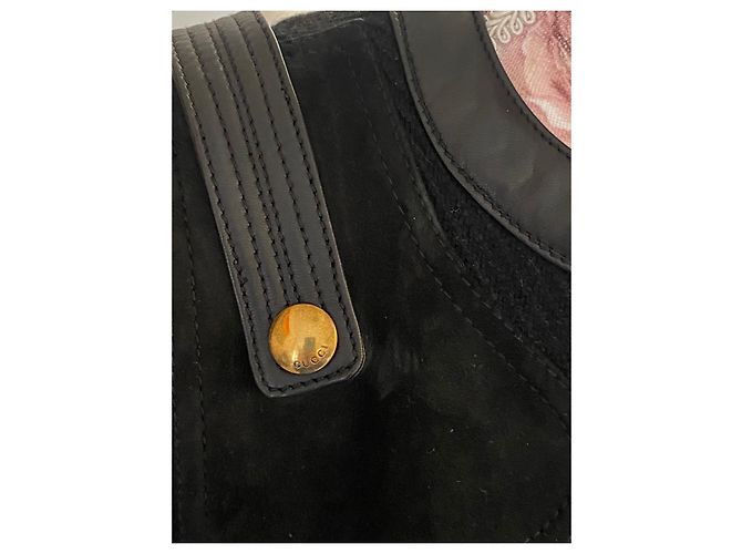 Abrigo Gucci de lana negro con detalles de piel - vista 3