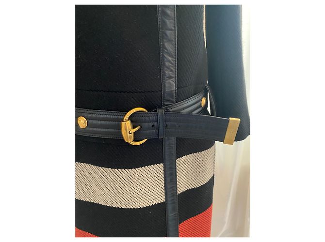Abrigo Gucci de lana negro con detalles de piel - vista 4