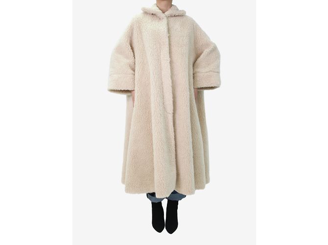 Autre Marque Neutraler Mantel aus Schaffellimitat – Größe UK 10 - Ansicht 3