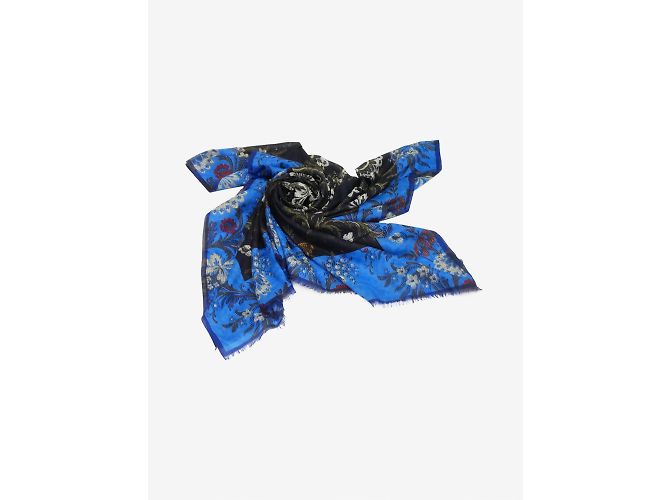Dries Van Noten Blauer Schal mit Blumenmuster - Ansicht 3