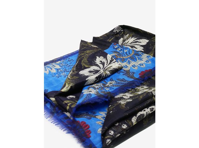 Dries Van Noten Blauer Schal mit Blumenmuster - Ansicht 4