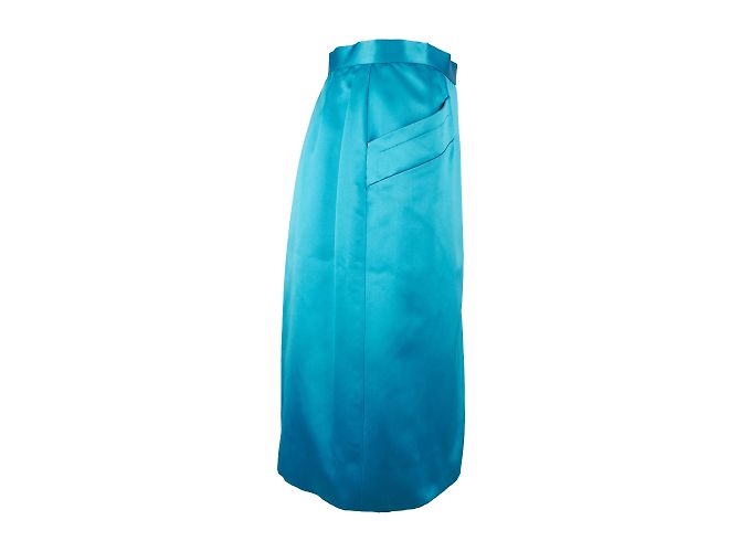 Yves Saint Laurent Rive Gauche Satin-Bleistiftrock Blau - Ansicht 2