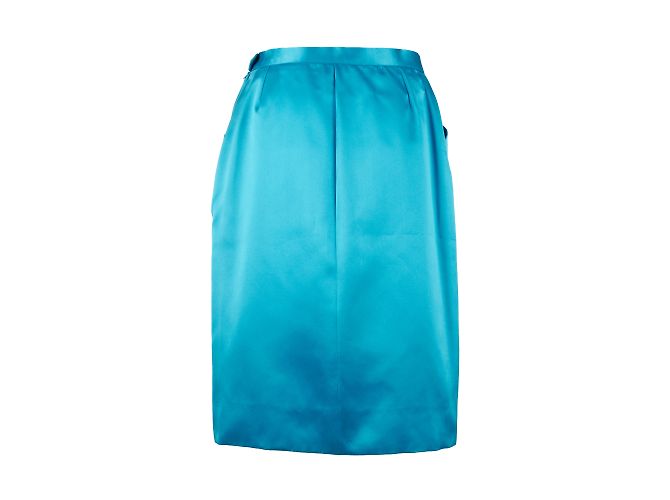 Yves Saint Laurent Rive Gauche Satin-Bleistiftrock Blau - Ansicht 3