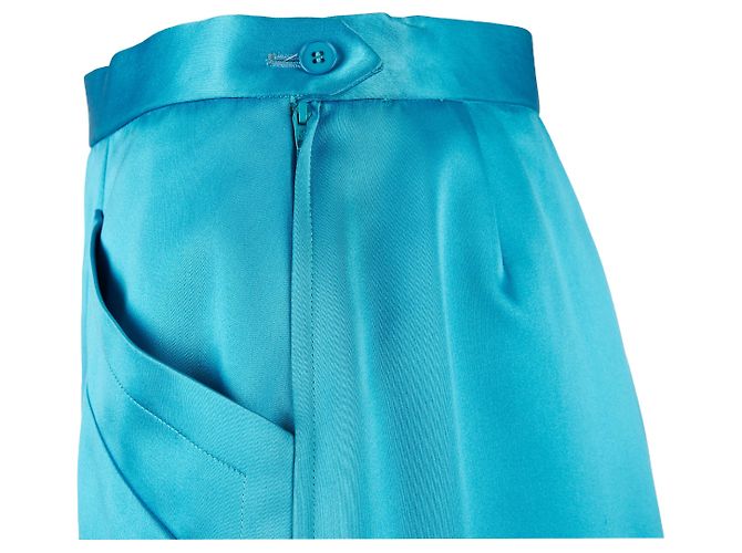 Yves Saint Laurent Rive Gauche Satin-Bleistiftrock Blau - Ansicht 4