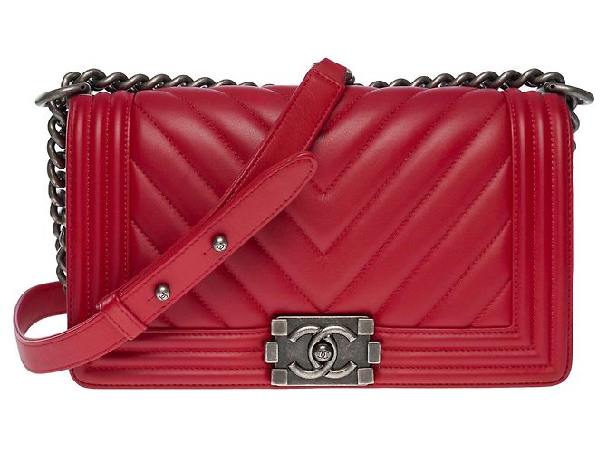 CHANEL Boy Bag in Red Leather - 101207 - view 2