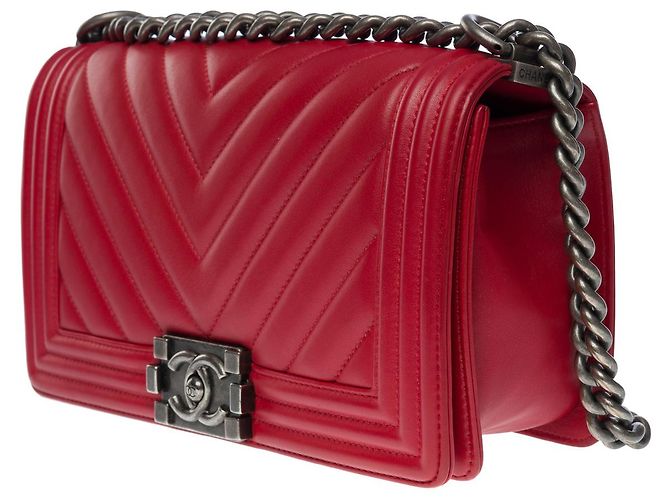 CHANEL Boy Bag in Red Leather - 101207 - view 4