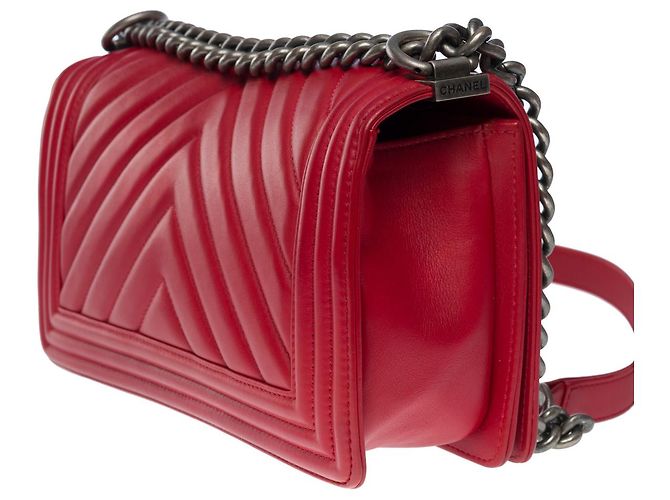 CHANEL Boy Bag in Red Leather - 101207 - view 5