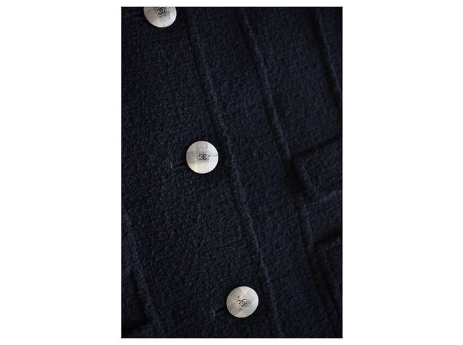 Chanel terno de saia de lã boucle Azul marinho Azul escuro - vista 10