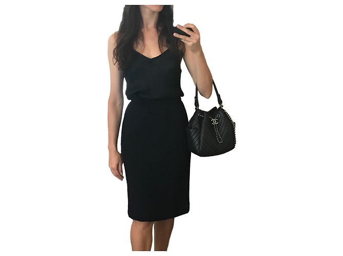 Chanel terno de saia de lã boucle Azul marinho Azul escuro - vista 11