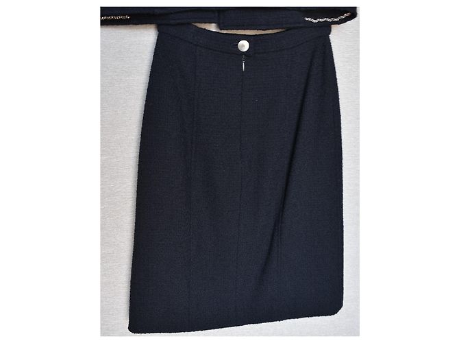 Chanel terno de saia de lã boucle Azul marinho Azul escuro - vista 13