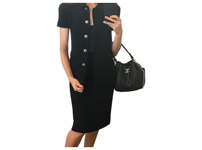 Chanel terno de saia de lã boucle Azul marinho Azul escuro - vista 2