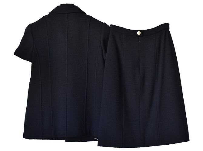 Chanel terno de saia de lã boucle Azul marinho Azul escuro - vista 3