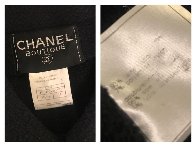 Chanel terno de saia de lã boucle Azul marinho Azul escuro - vista 6