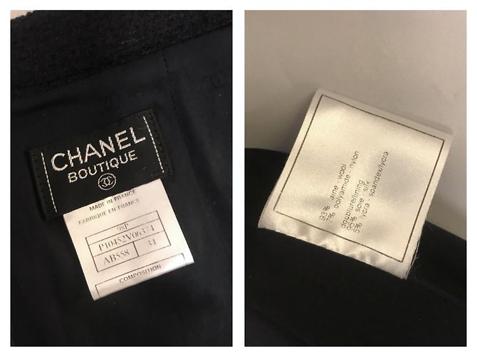 Chanel terno de saia de lã boucle Azul marinho Azul escuro - vista 7