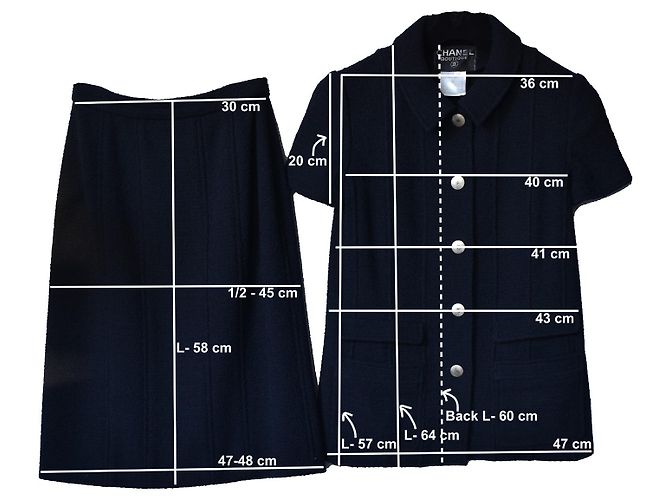 Chanel terno de saia de lã boucle Azul marinho Azul escuro - vista 8