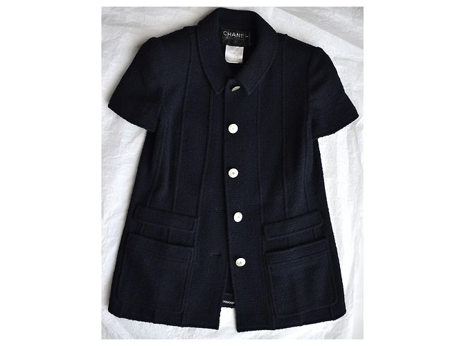 Chanel terno de saia de lã boucle Azul marinho Azul escuro - vista 9