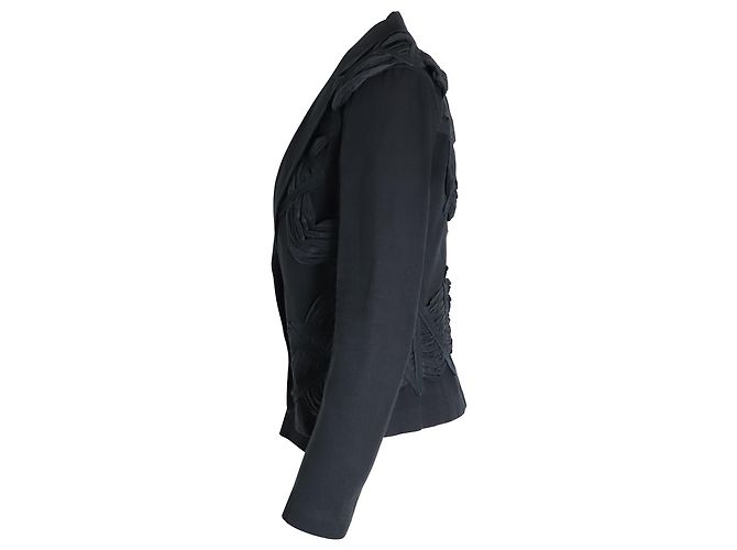 Issey Miyake S/S 2003 Blazer plissé drapé du défilé en coton noir - vue 2