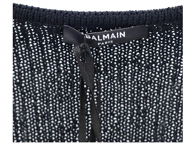 Gestreiftes Strickkleid im Matrosenstil von Balmain aus marineblauem Polyamid - Ansicht 4