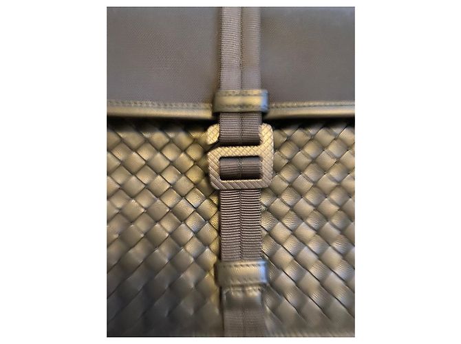 Pochette Bottega Veneta in pelle e tessuto nero - vista 3