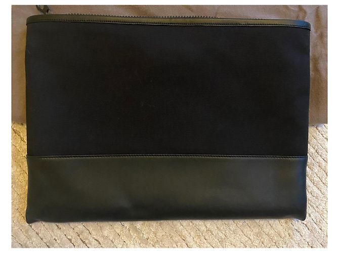 Pochette Bottega Veneta in pelle e tessuto nero - vista 5
