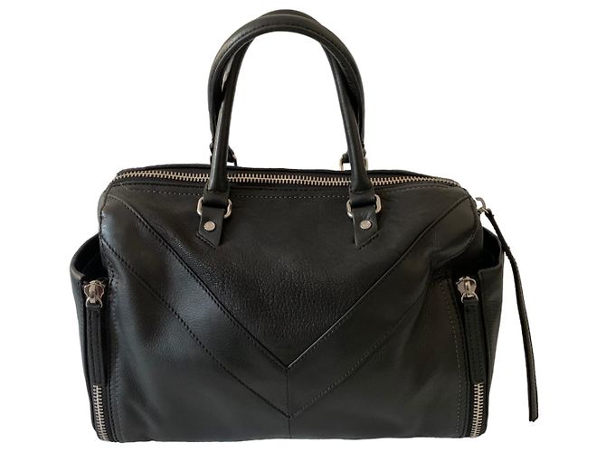 Sac style Boston en cuir noir Diesel - vue 2