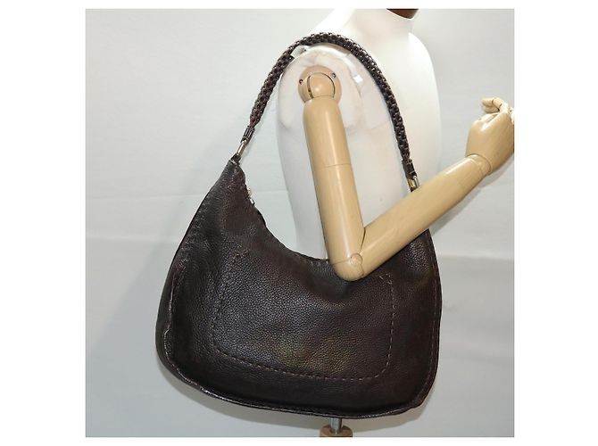 FENDI Borsa a tracolla Celeria in pelle 2modo marrone scuro 8BR582 auth 50271 - vista 21