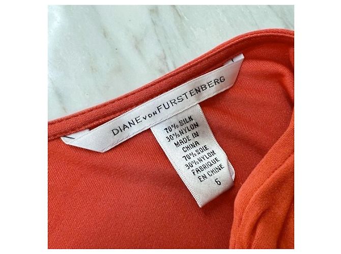 Diane Von Furstenberg DvF Vintage Giri einschultriges Kleid Orange - Ansicht 4