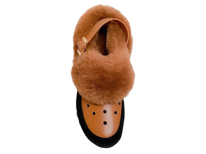 Stella Mc Cartney Zoccoli Traccia Traforati In Pelliccia Sintetica Marrone Stella McCartney - vista 4