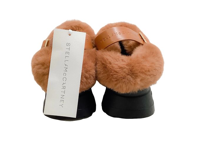 Stella Mc Cartney Zoccoli Traccia Traforati In Pelliccia Sintetica Marrone Stella McCartney - vista 5