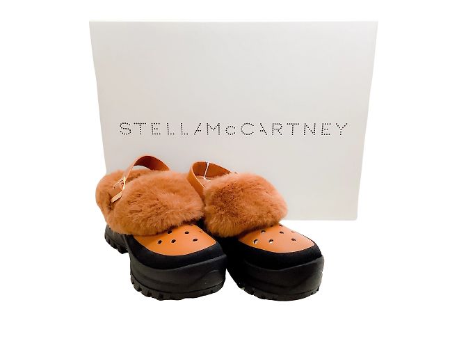 Stella Mc Cartney Zoccoli Traccia Traforati In Pelliccia Sintetica Marrone Stella McCartney - vista 6