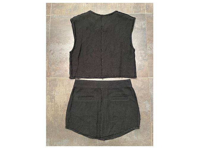Completo top e gonna nero Filles à Papa in cotone - vista 2