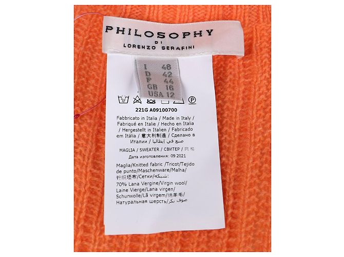 Rollkragenpullover von Philosophy Di Lorenzo Serafini aus orangefarbener Schurwolle - Ansicht 4