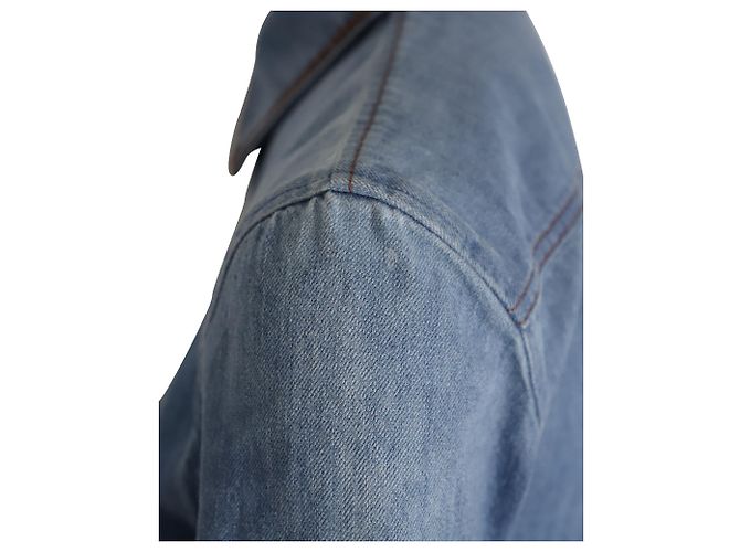 Chloé Vestido camisero midi con cinturón Chloe en denim de algodón azul - vista 4