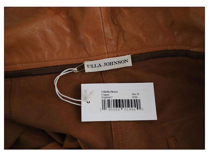 Ulla Johnson Othella High-Rise Belted Shorts in Brown Lambskin Leather - view 4
