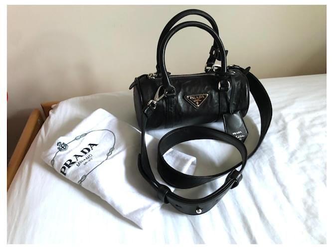Borsa Barrel Prada in pelle nera Nero - vista 3