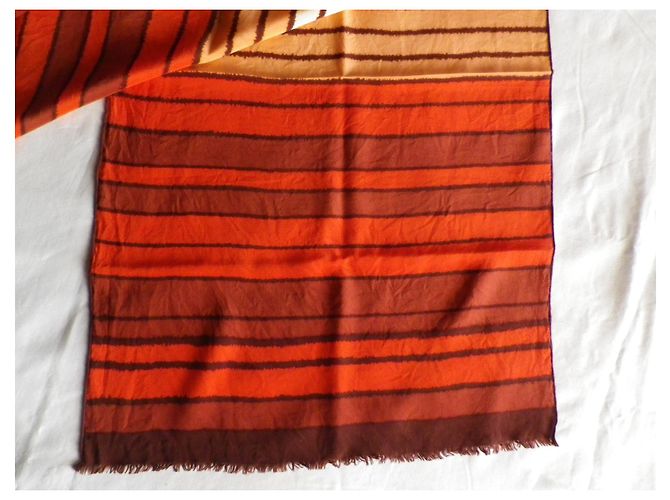 Sciarpa Lanvin in seta arancione e marrone Multicolore - vista 2